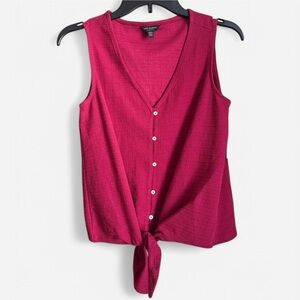 NWT Lucky Brand textured tied front sleeveless top women’s XS pink berry color